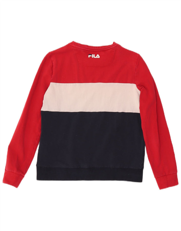 FILA Damen Grafik-Sweatshirt-Pullover UK 10 Small Marineblau Farbblock