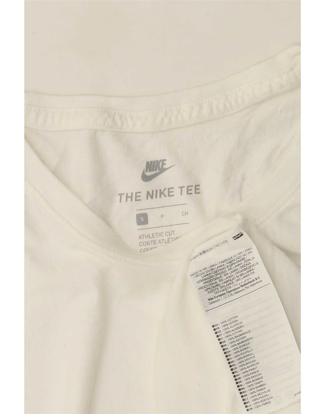 Nike Herren Athletic Cut T-Shirt Top Small aus weißer Baumwolle