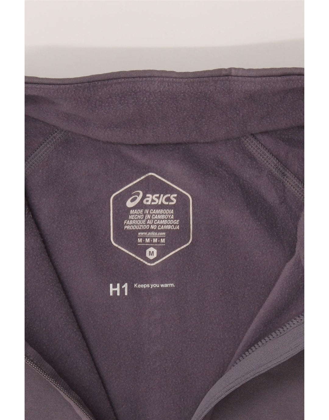 ASICS Womens Zip Neck Pullover Tracksuit Top UK 12 Medium Grey Striped Vintage Asics and Second-Hand Asics from Messina Hembry 
