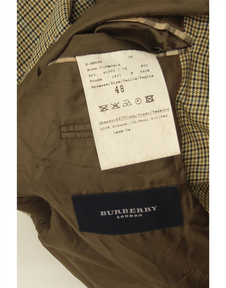Burberry Herren Blazer Jacke EU 48 Mittelgelbe Hahnentritt-Schurwolle