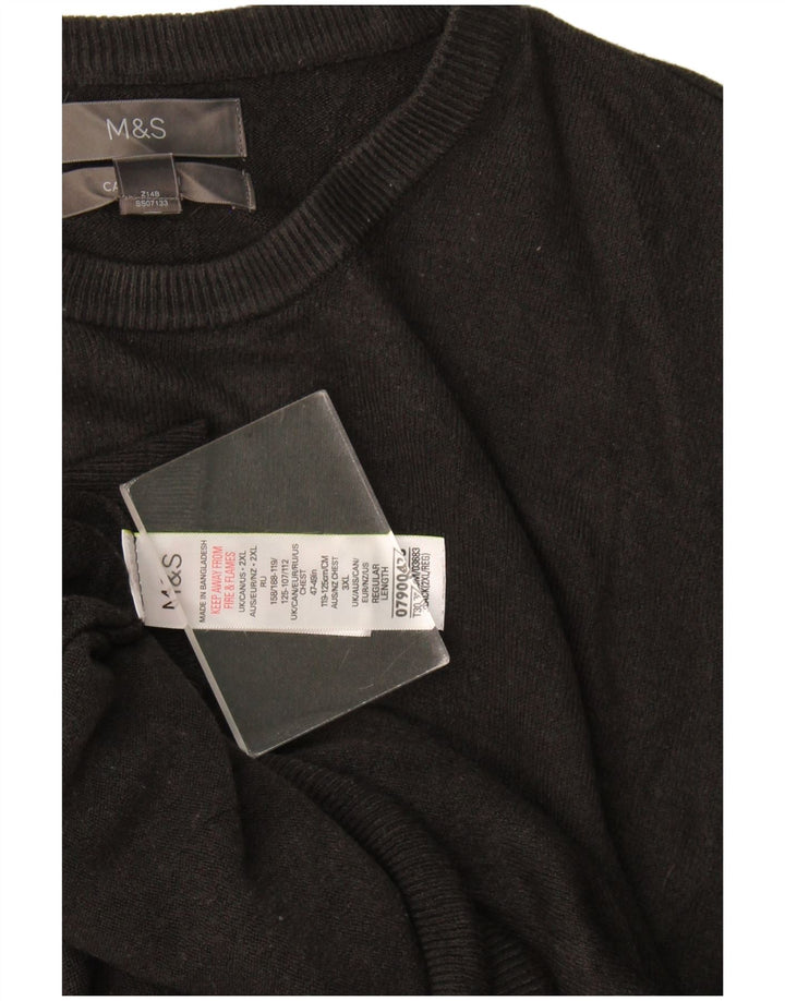 Marks & Spencer Herren-Pullover mit Rundhalsausschnitt, 2XL, schwarzes Acryl