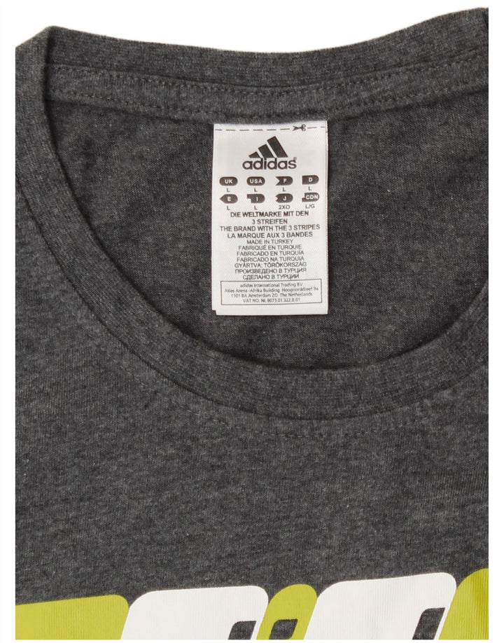 Adidas Herren Grafik T-Shirt Top Large Grau Baumwolle