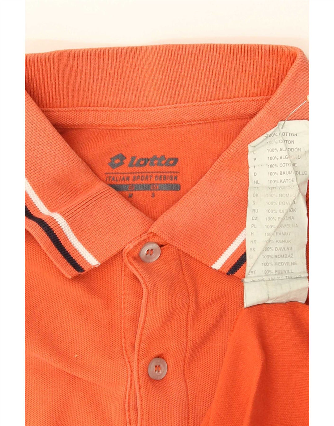 Lotto Herren-Poloshirt aus mittelorange gestreifter Baumwolle