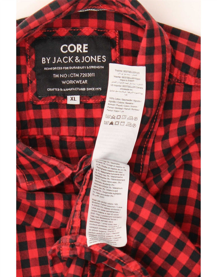 Jack & Jones Herrenhemd XL aus roter Gingham-Baumwolle