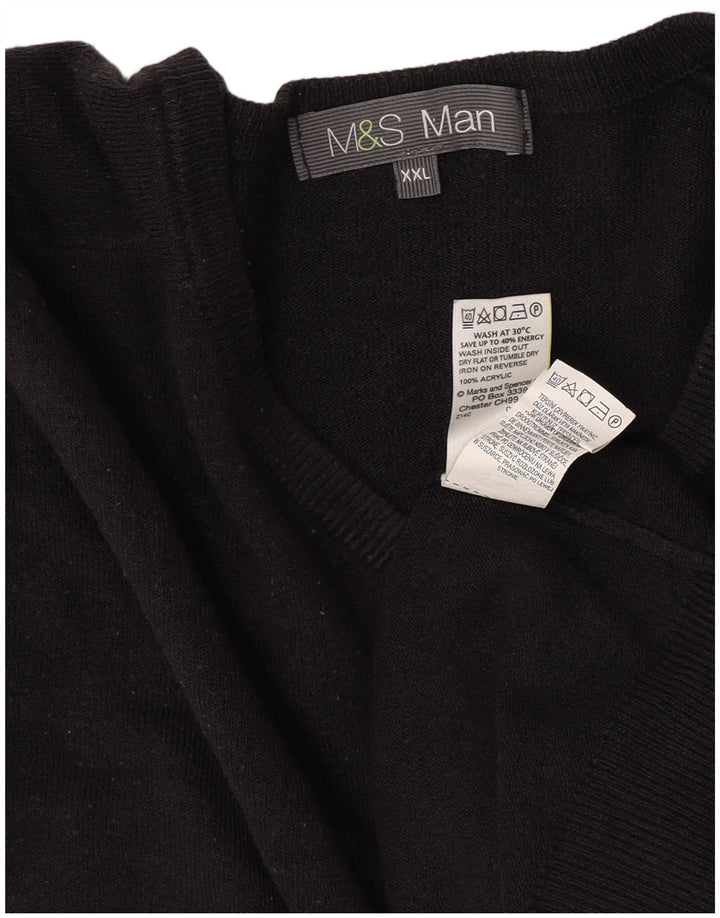 Marks & Spencer Herren-Pullover mit V-Ausschnitt, 2XL, Marineblau, Acryl