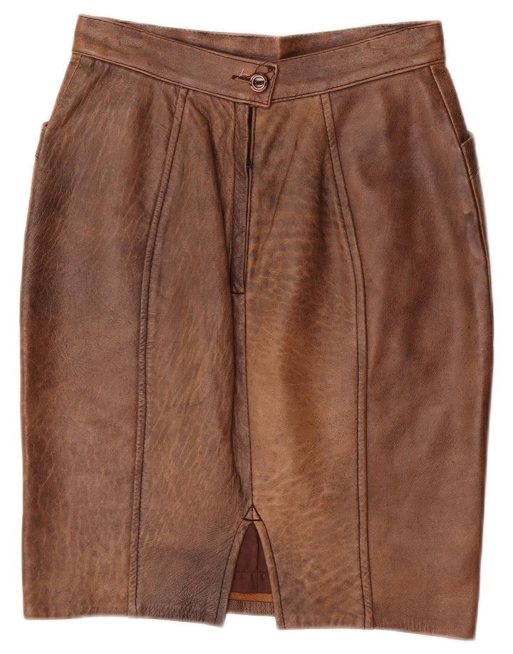 Vintage Damen Lederrock IT 42 Medium W26 Braun