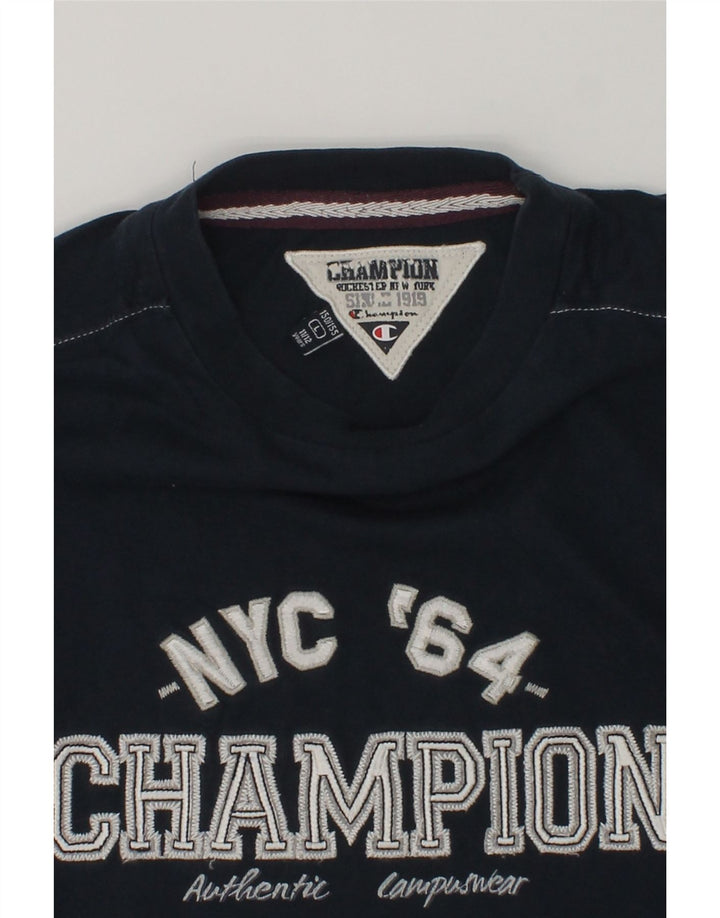 CHAMPION Girls Graphic Sweatshirt Jumper 11-12 Years Large Navy Blue | Vintage Champion | Thrift | Second-Hand Champion | Used Clothing | Messina Hembry 
