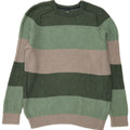 Lands End Herren-Pullover mit Rundhalsausschnitt, klein, grün gestreift, Baumwolle