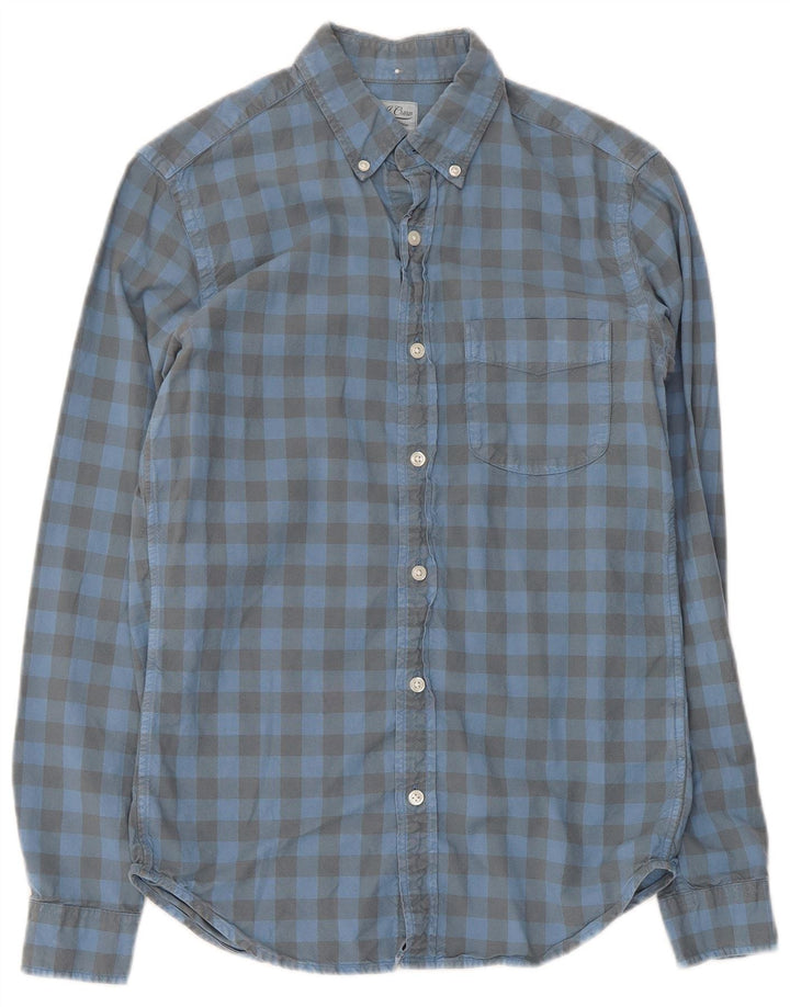J. Crew Slim Flanellhemd für Herren, XS, Baumwolle, blau, Gingham-Karomuster