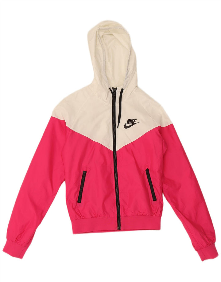 Nike Damen-Regenjacke mit Kapuze, UK 10, Größe S, Pink, Colourblock-Polyester