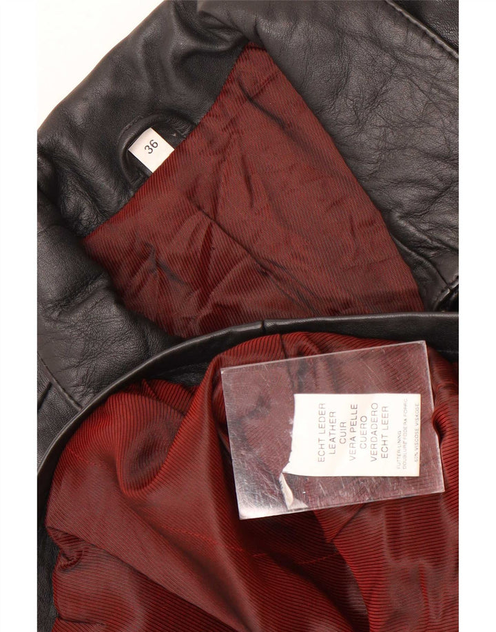 Vintage Damen Übergroße Lederjacke EU 36 Kleines schwarzes Leder