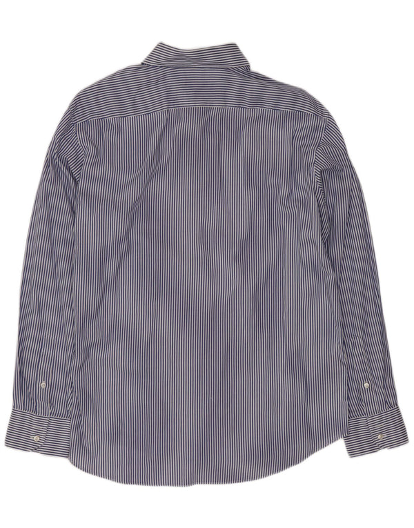 Hugo Boss Herrenhemd Größe 43 17 XL blaue Nadelstreifen-Baumwolle