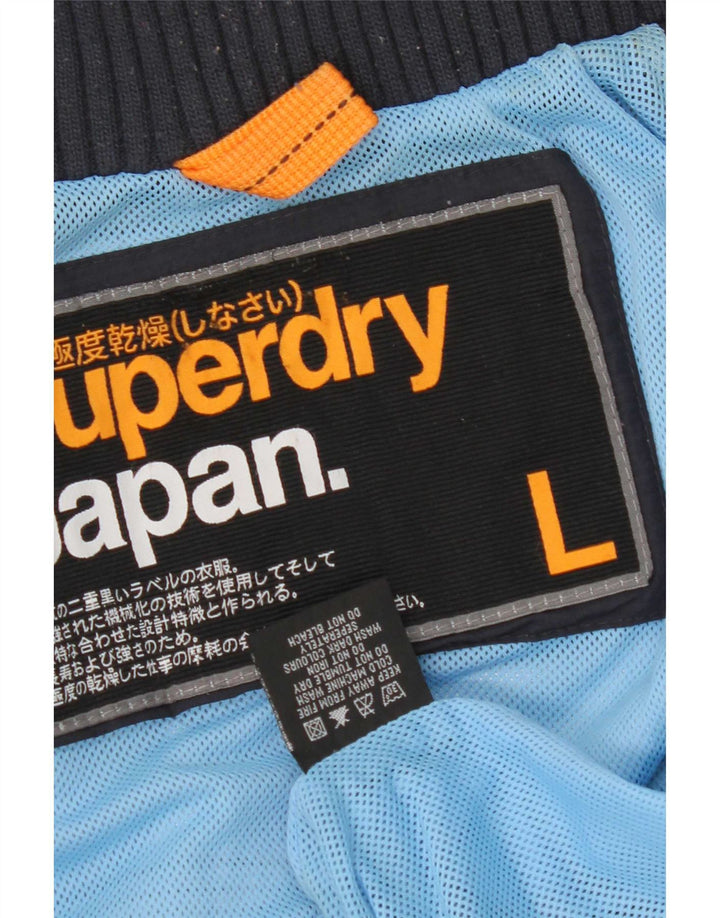 Superdry Damen Regenjacke UK 14 Large Marineblaues Nylon