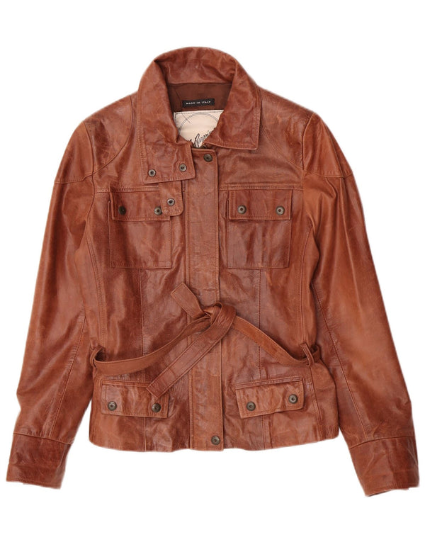 A. Raspini Damen Lederjacke UK 12 Mittelbraunes Leder