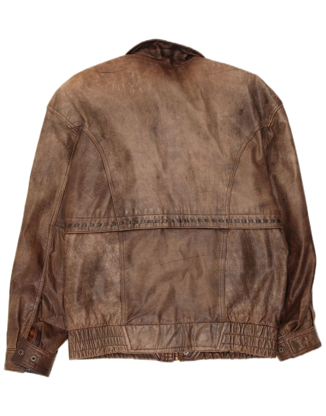Vintage Herren Bomber Lederjacke EU 48 Mittelbraunes Leder