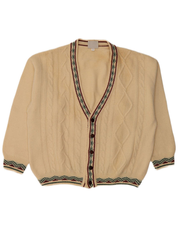 Vintage Herren Cardigan Pullover IT 52 Große Beige Wolle