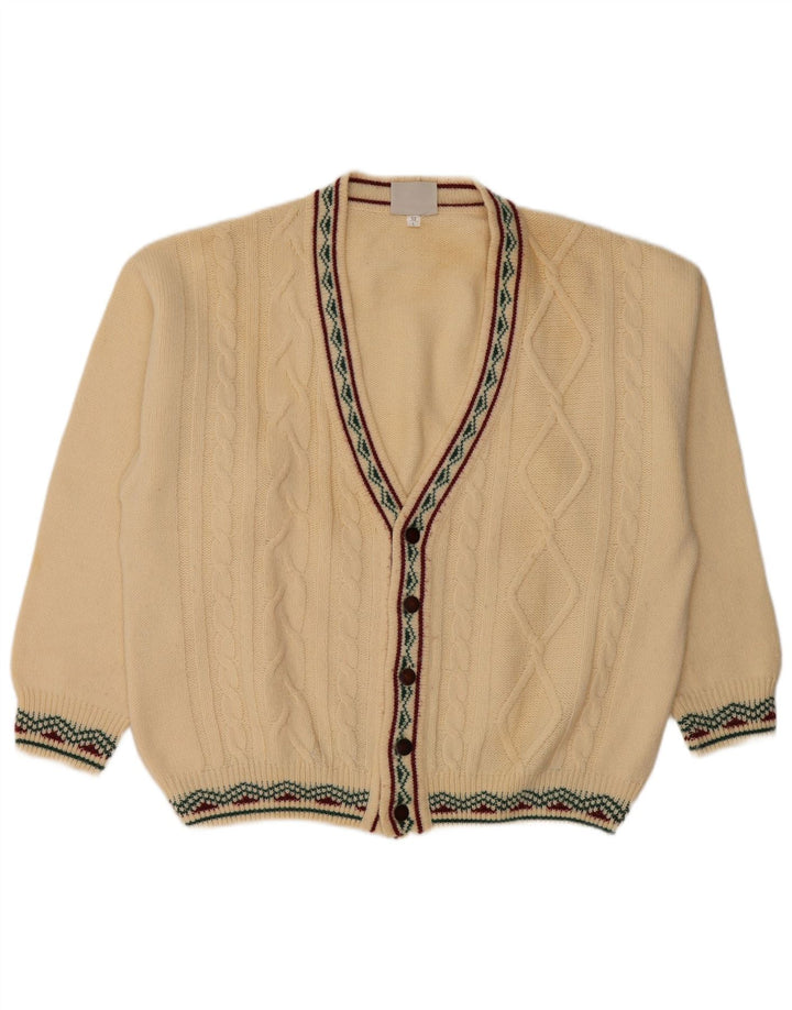 Vintage Herren Cardigan Pullover IT 52 Große Beige Wolle