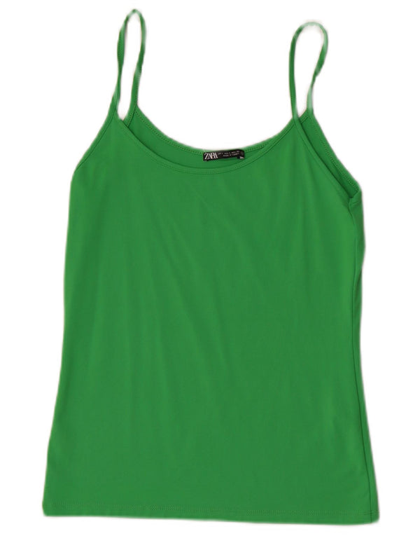 Zara Damen Cami Top UK 14 Large Grün Polyamid