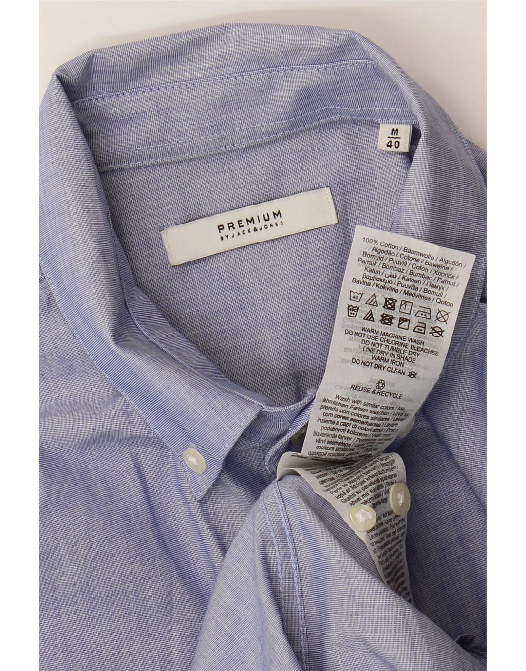 Jack & Jones Herrenhemd Größe 40 mittelblaue Baumwolle