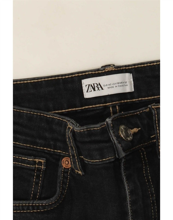 Zara Damen Crop Bootcut Jeans EU 42 Large W32 L26 Schwarz