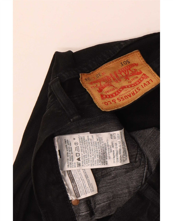 Levi's Herren 501 Straight Jeans W32 L34 Schwarze Baumwolle