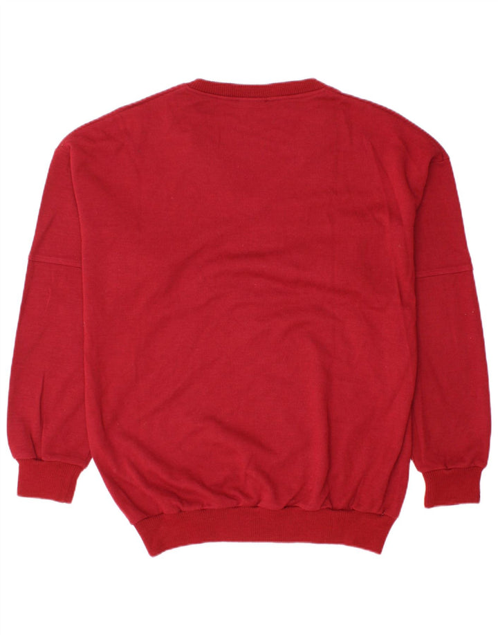 VINTAGE Herren-Pullover mit V-Ausschnitt, großes rotes Polyacryl