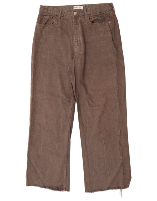 Zara Damen-Jeans mit hoher Taille, EU 42, Größe L, W32, L29, Grau