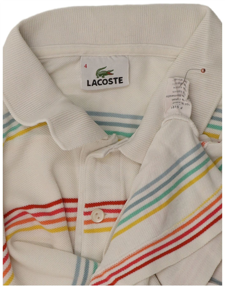 LACOSTE Herren-Poloshirt, Größe 4, mittelweiß, gestreift, Baumwolle