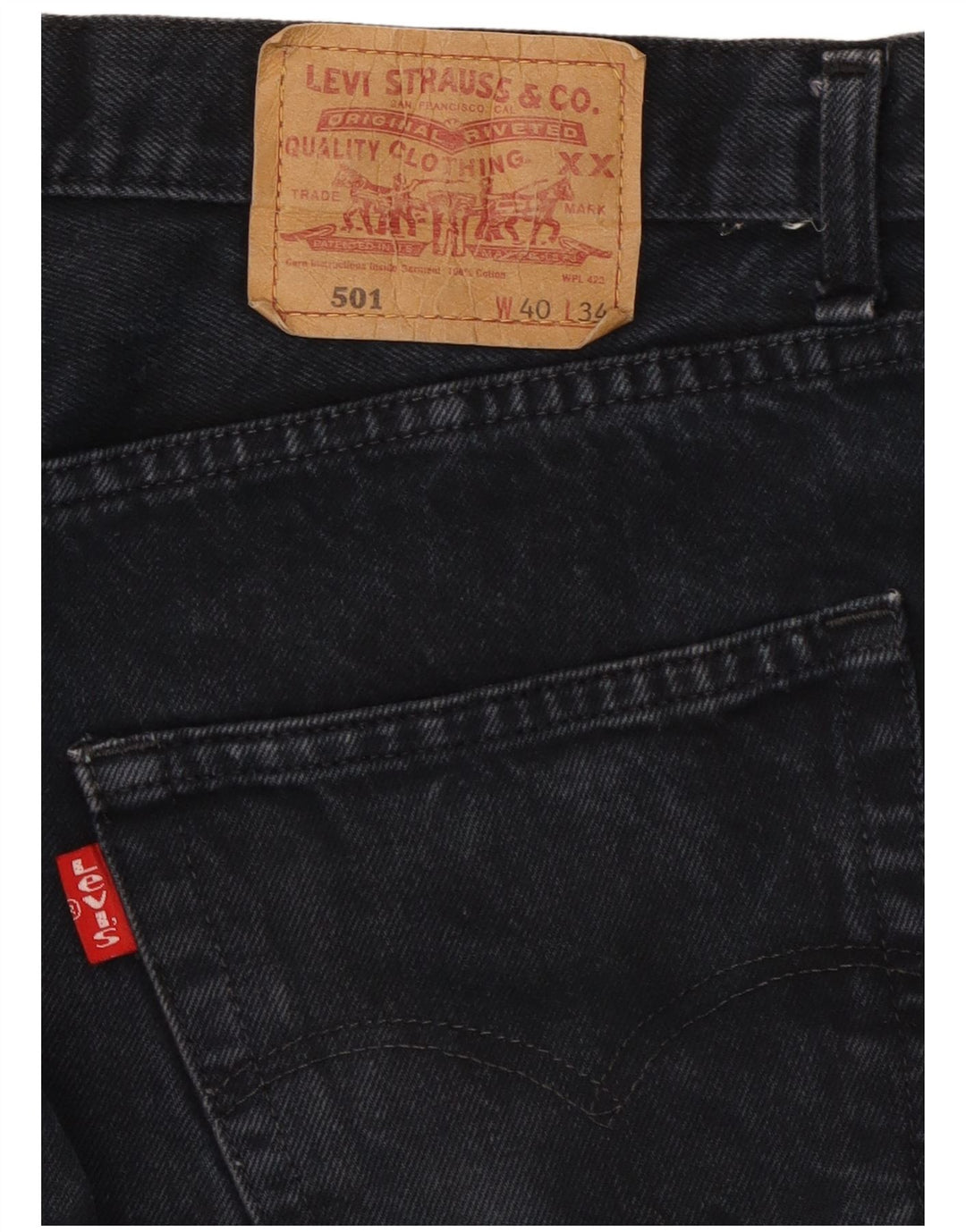 Levi's Herren 501 Straight Jeans W40 L26 schwarze Baumwolle