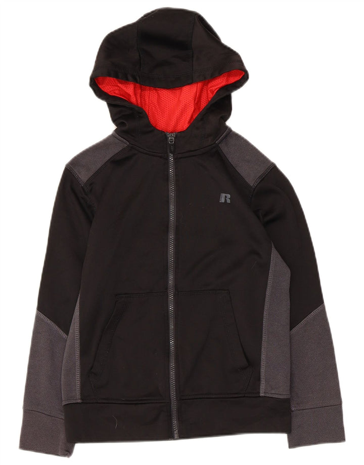 Russell Athletic Jungen-Kapuzenpullover mit Reißverschluss, 7–8 Jahre, Mittelschwarz, Farbblock