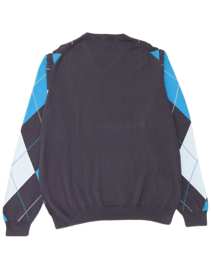 LYLE & SCOTT Herren-Pullover mit V-Ausschnitt, 2XL, Marineblau, Argyle/Diamant