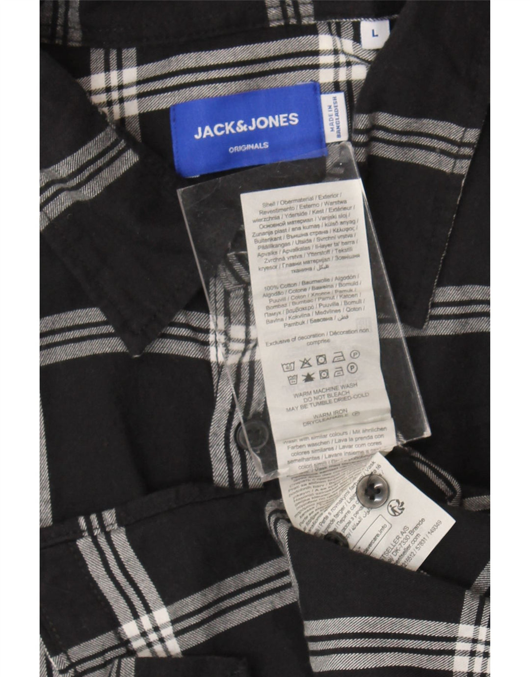 Jack & Jones Herren-Flanellhemd, groß, schwarz, kariert, Baumwolle