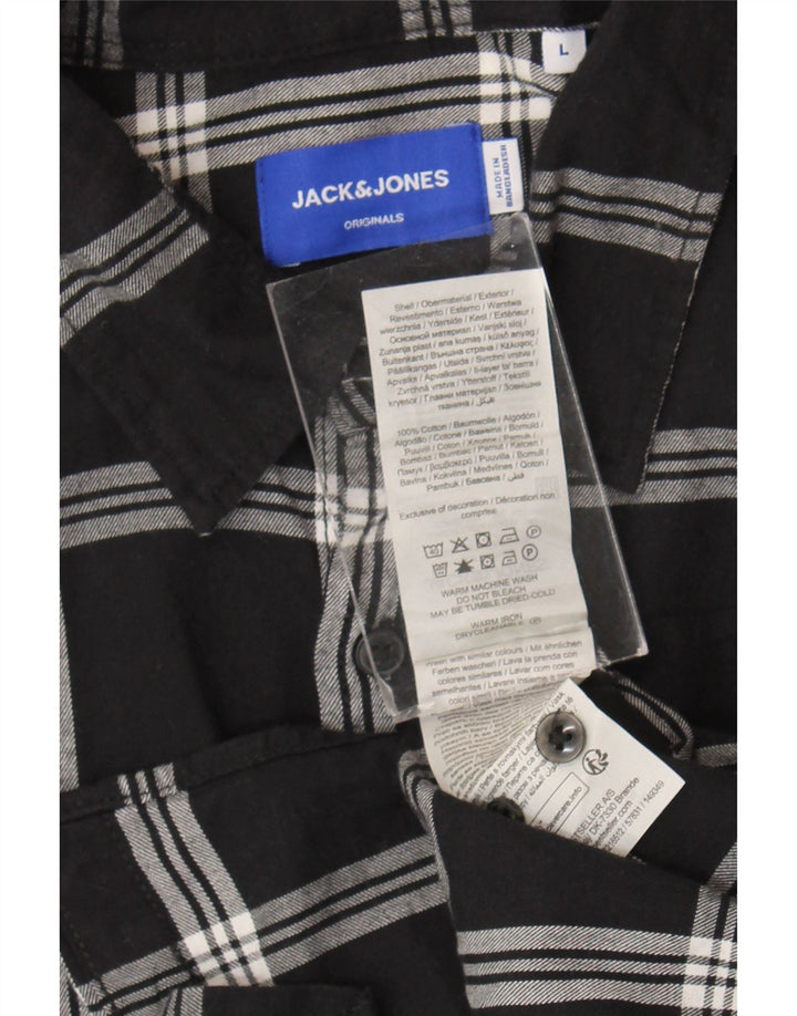 Jack & Jones Herren-Flanellhemd, groß, schwarz, kariert, Baumwolle