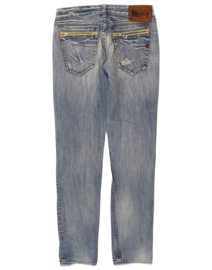 Replay Damen Distressed Slim Jeans W27 L32 Blaue Baumwolle