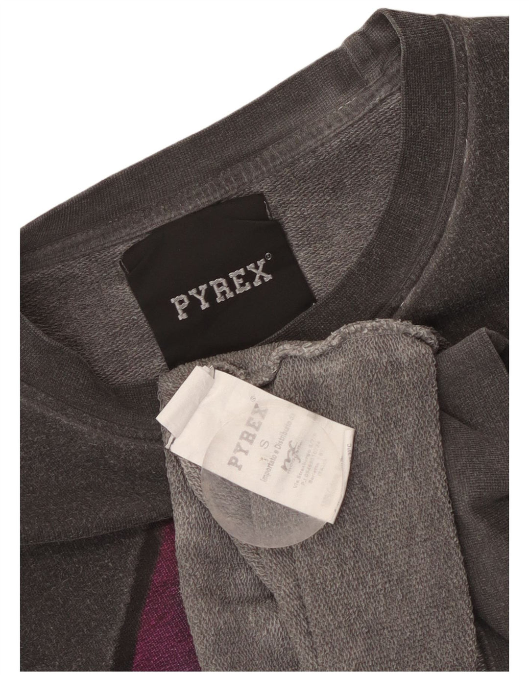 Pyrex Damen Grafik-Sweatshirt-Pullover UK 10 Small Graue Baumwolle