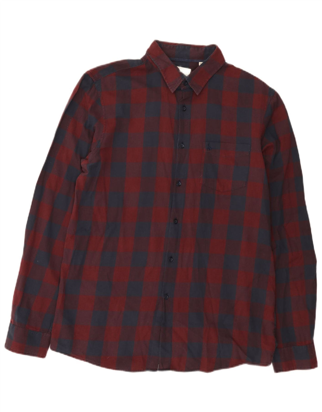 Jack Wills Herren-Hemd mit klassischer Passform, mittelgroß, Burgunderrot, Gingham-Baumwolle