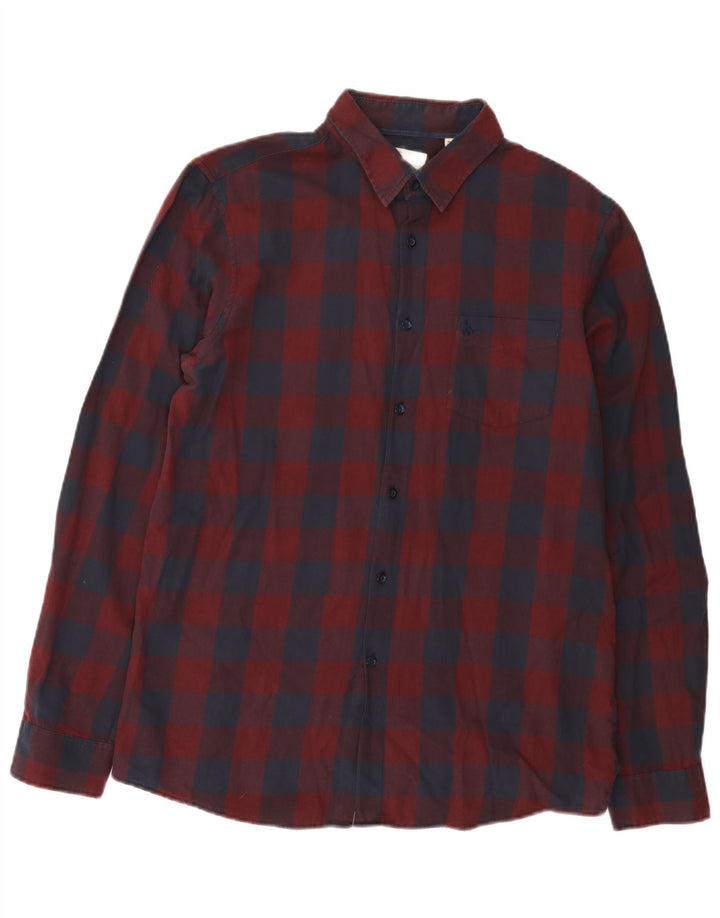 Jack Wills Herren-Hemd mit klassischer Passform, mittelgroß, Burgunderrot, Gingham-Baumwolle
