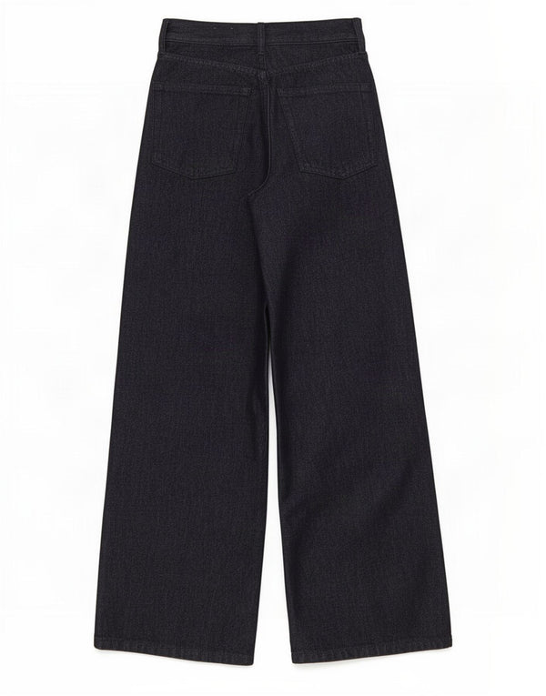 Zara Damen-Jeans mit hoher Taille und weitem Bein, EU 32, 2XS, W22, L31, marineblaue Baumwolle