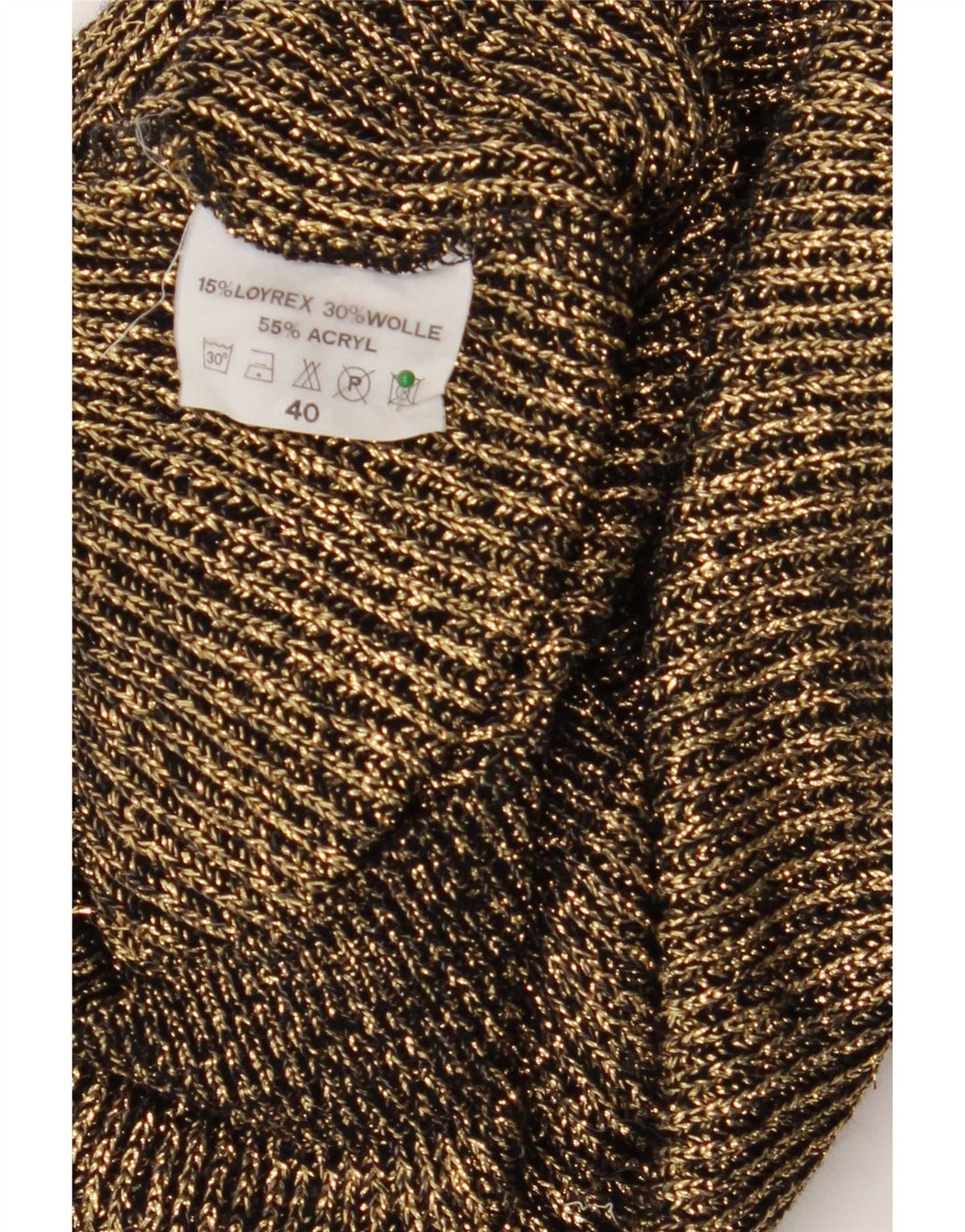 Vintage Damen Übergroßer Pullover mit V-Ausschnitt EU 40 Mittelgold meliert