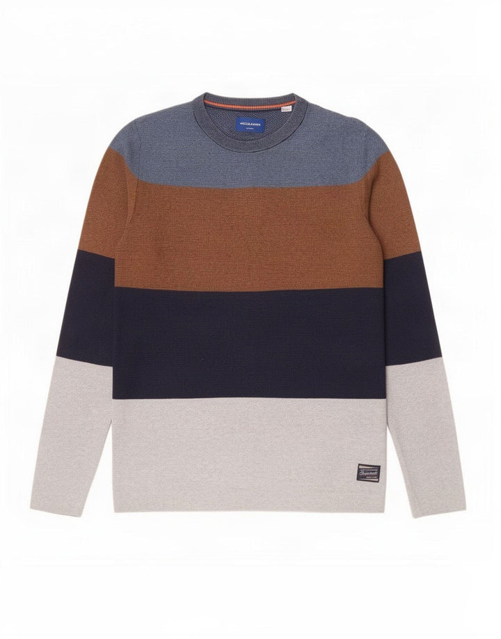 Jack & Jones Herren-Pullover mit Rundhalsausschnitt, mittelgroß, mehrfarbig, Farbblock
