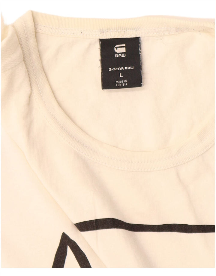 G-Star Herren-T-Shirt mit Grafik, Größe L, aus weißer Baumwolle