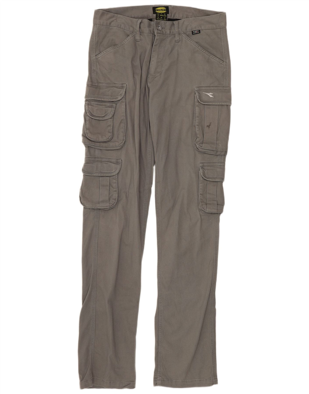 DIADORA Slim Cargo-Hose für Herren, W32, L34, graue Baumwolle