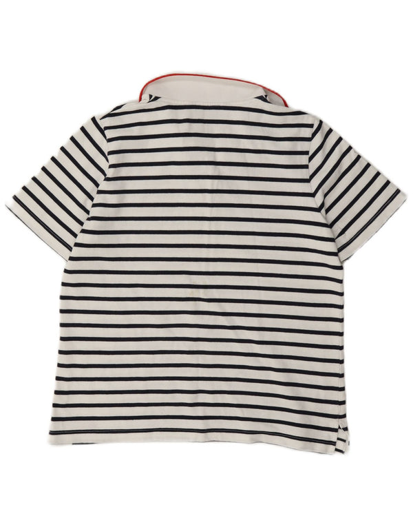 Crew Clothing Damen-Poloshirt UK 12 Mittelweiß gestreift aus Baumwolle