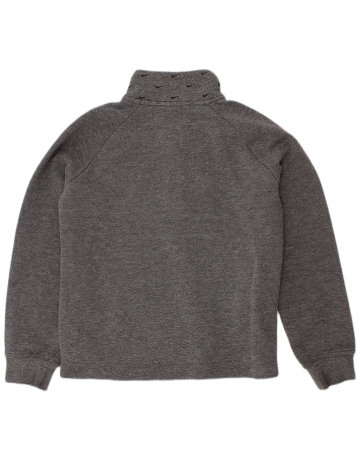 Nike Jungen-Sweatshirt mit grafischem Reißverschluss und Rundhalsausschnitt, 5–6 Jahre, mittelgraue Baumwolle
