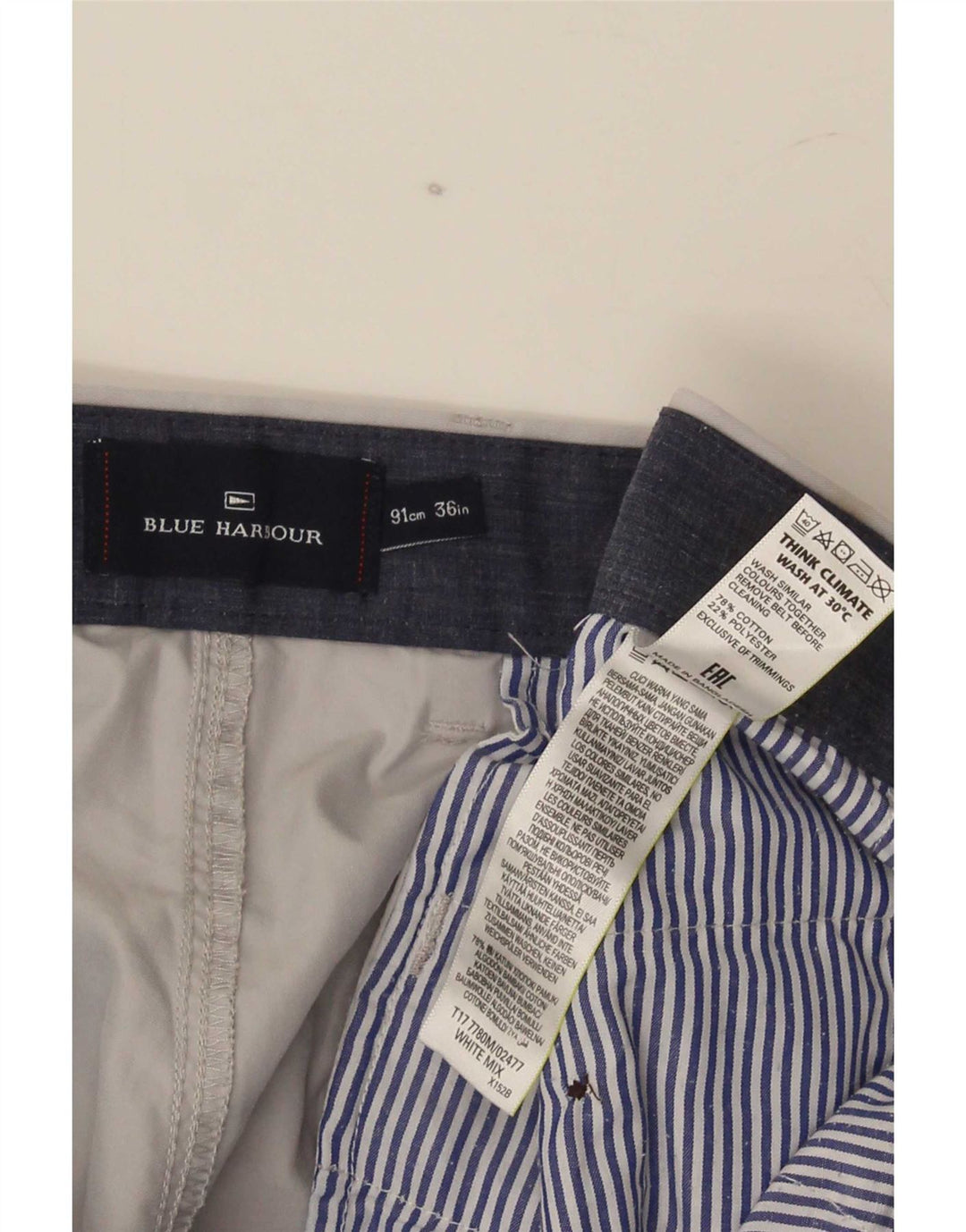 Marks & Spencer Herren Blue Harbor Chino Shorts W36 Große graue Baumwolle