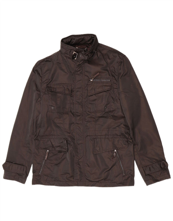 Zara Herren-Utility-Jacke mit Kapuze, UK 38, Mittelbraun