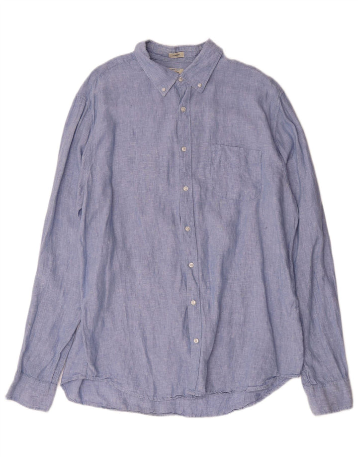 J. Crew Herren-Hemd, groß, klassische Passform, XL, blaues Leinen