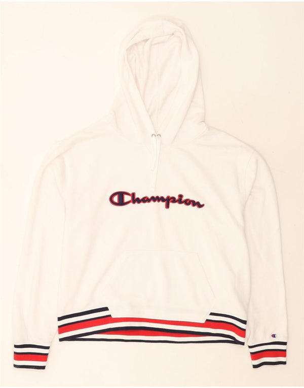 CHAMPION Damen-Kapuzenpullover mit Grafik, UK 20 2XL, weiße Colourblock-Baumwolle