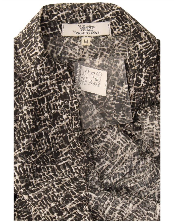Valentina's Womens Abstract Pattern Shirt UK 14 Mittelgraue Baumwolle