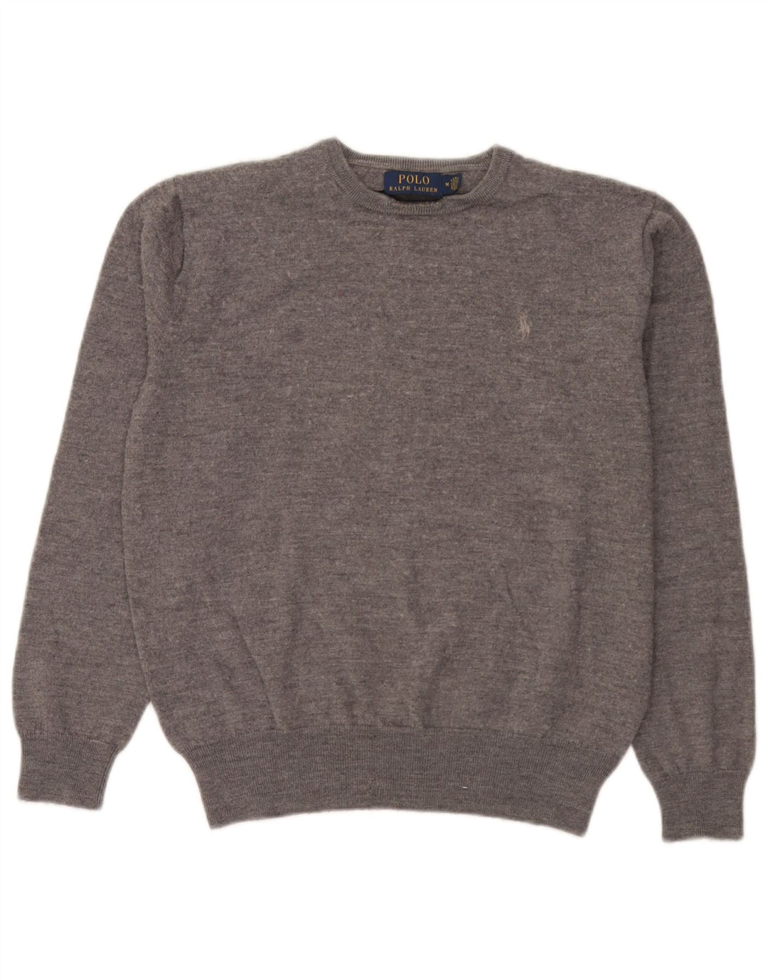 Polo Ralph Lauren Herren-Pullover mit Rundhalsausschnitt, mittelgraue Wolle